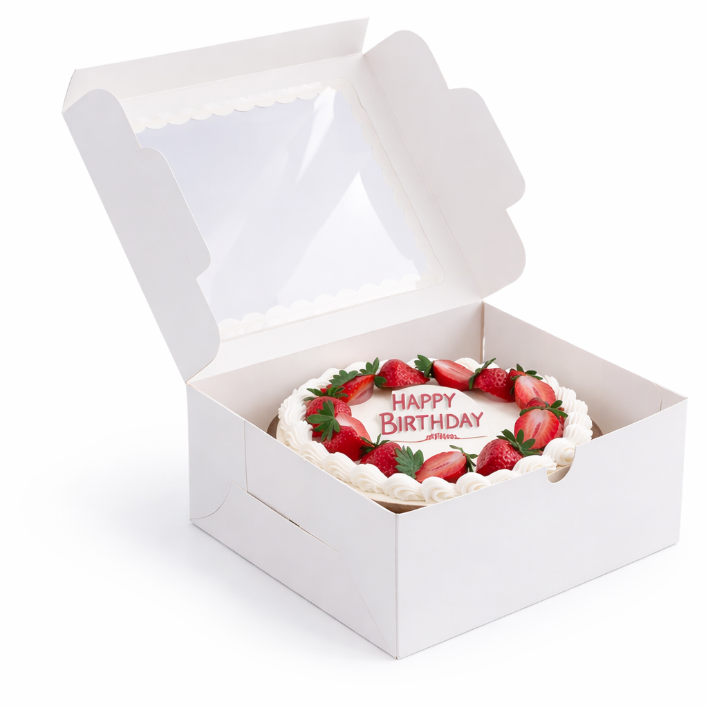 10x10x5 White Cake Box with Window Holca Commercials LTD