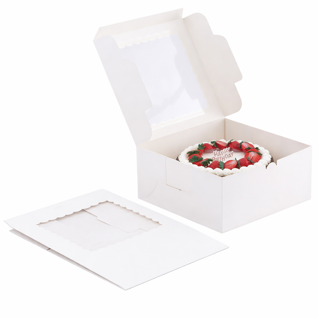 10x10x5 White Cake Box with Window Holca Commercials LTD