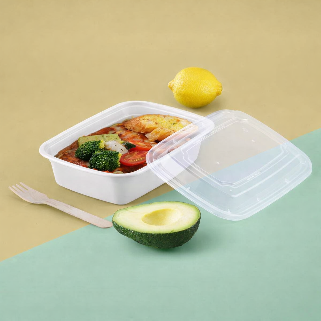 JF-58W -LR 58 oz White Rectangular Container Holca Commercials LTD