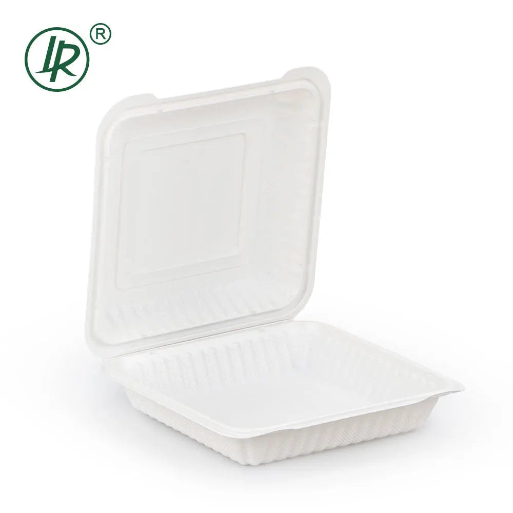 EP-81W LR 33 oz Custom Printed Large Square Plastic Clamshell Container – (8 × 8 × 2.7") Holca Commercials LTD