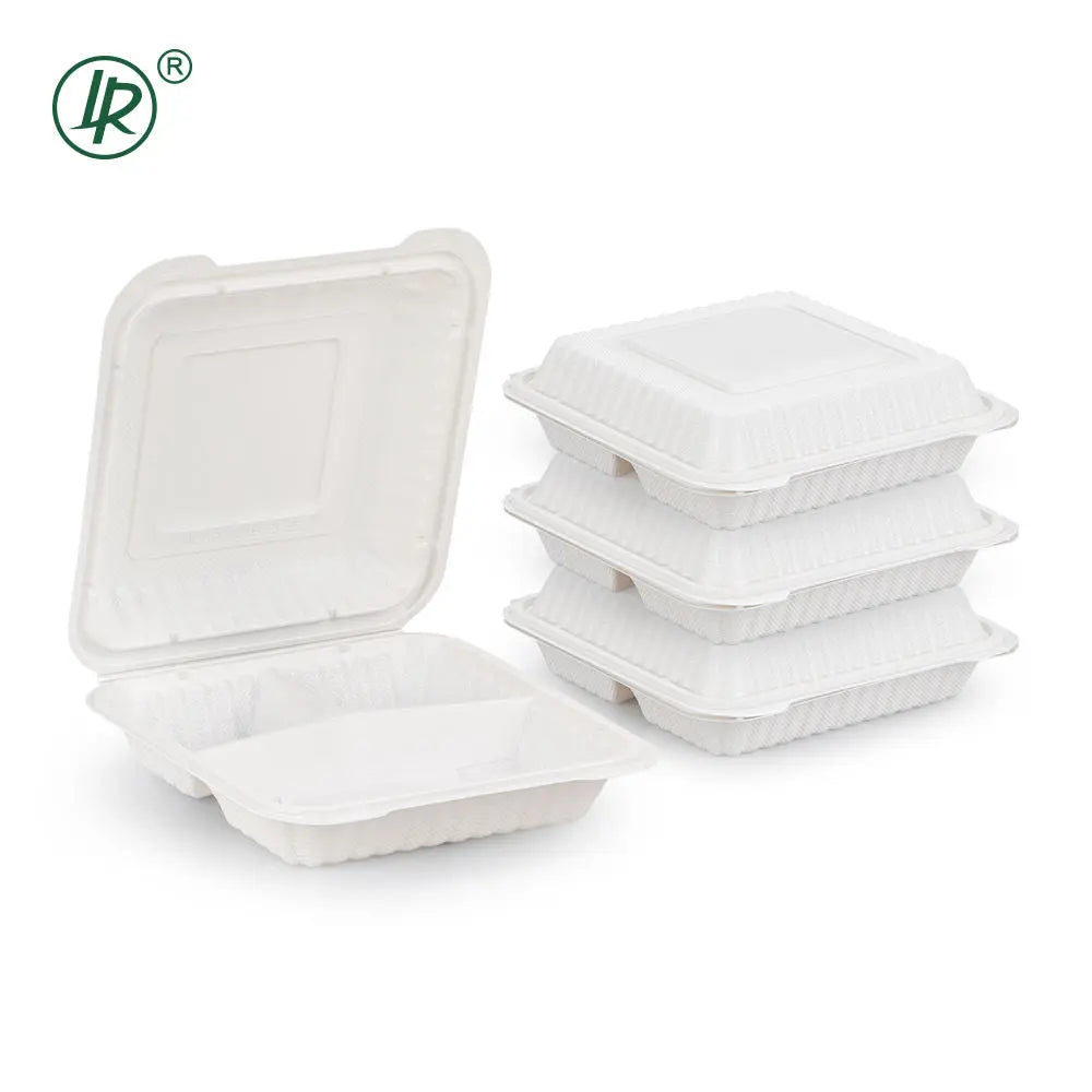 EP-93W LR 39 oz 3-Compartment Custom Printed Plastic Clamshell Container – (9 × 9 × 2.7") Holca Commercials LTD