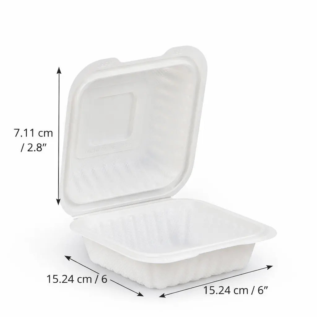 LR 6” Square Plastic Clamshell Container – 150 Per Case Holca Commercials LTD