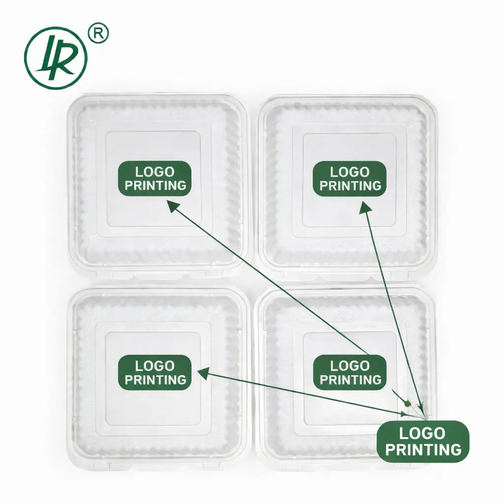 EP-73W LR 26 oz  3-Compartment Custom Printed Plastic Clamshell Container – (7.9 × 7.9 × 2.3") Holca Commercials LTD