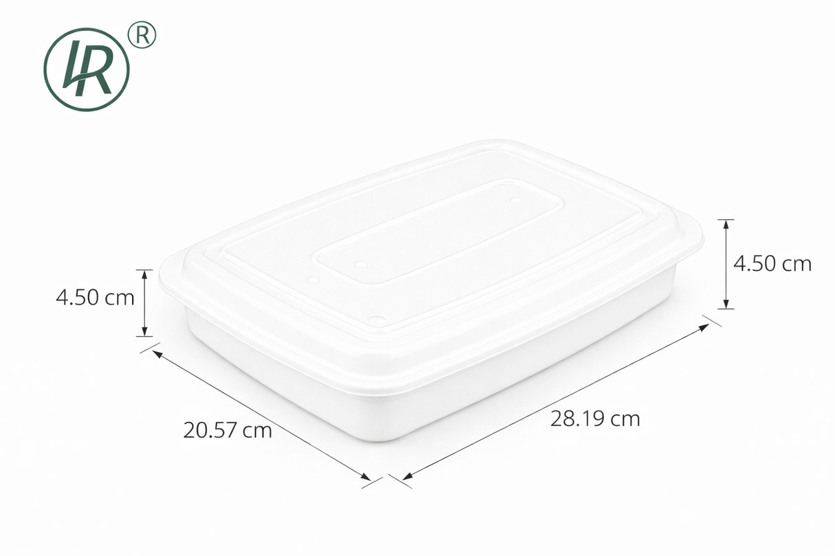 JF-58W -LR 58 oz White Rectangular Container Holca Commercials LTD