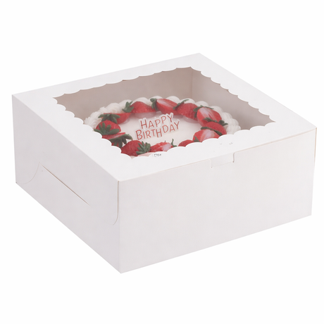 10x10x5 White Cake Box with Window Holca Commercials LTD