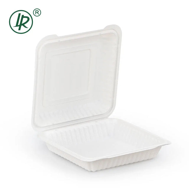 EP-81W LR 33 oz Custom Printed Large Square Plastic Clamshell Container – (8 × 8 × 2.7") Holca Commercials LTD