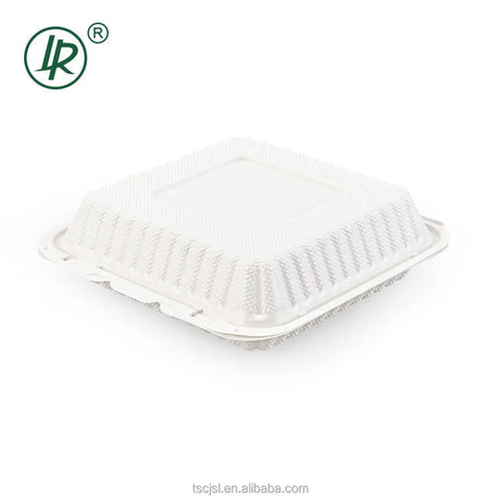 EP-81W LR 33 oz Custom Printed Large Square Plastic Clamshell Container – (8 × 8 × 2.7") Holca Commercials LTD