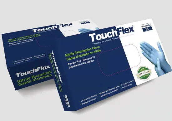 TouchFlex™ Blue Nitrile Examination Gloves – Medical Grade, Powder-Free Holca.ca